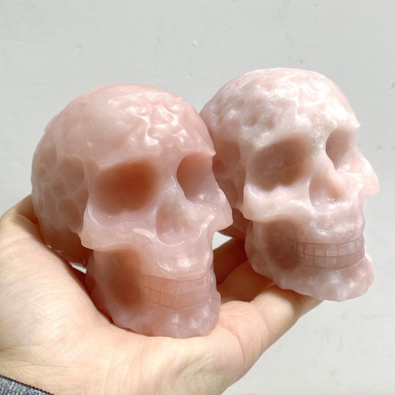 6 Pieces Beautiful Pink Opal Skull Carving -Wholesale Crystals