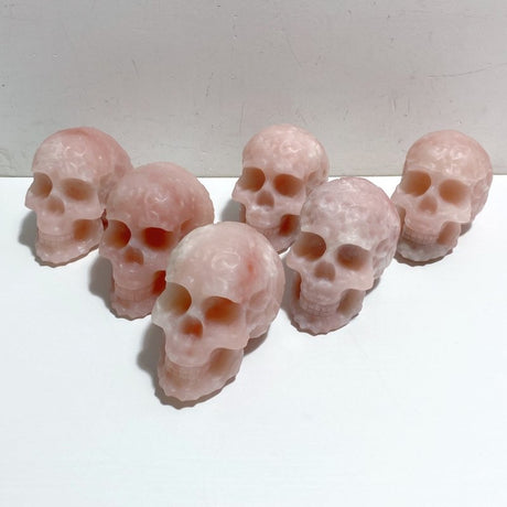 6 Pieces Beautiful Pink Opal Skull Carving -Wholesale Crystals