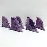 6 Pieces Deep Purple Lepidolite Butterfly Fairy Carving - Wholesale Crystals