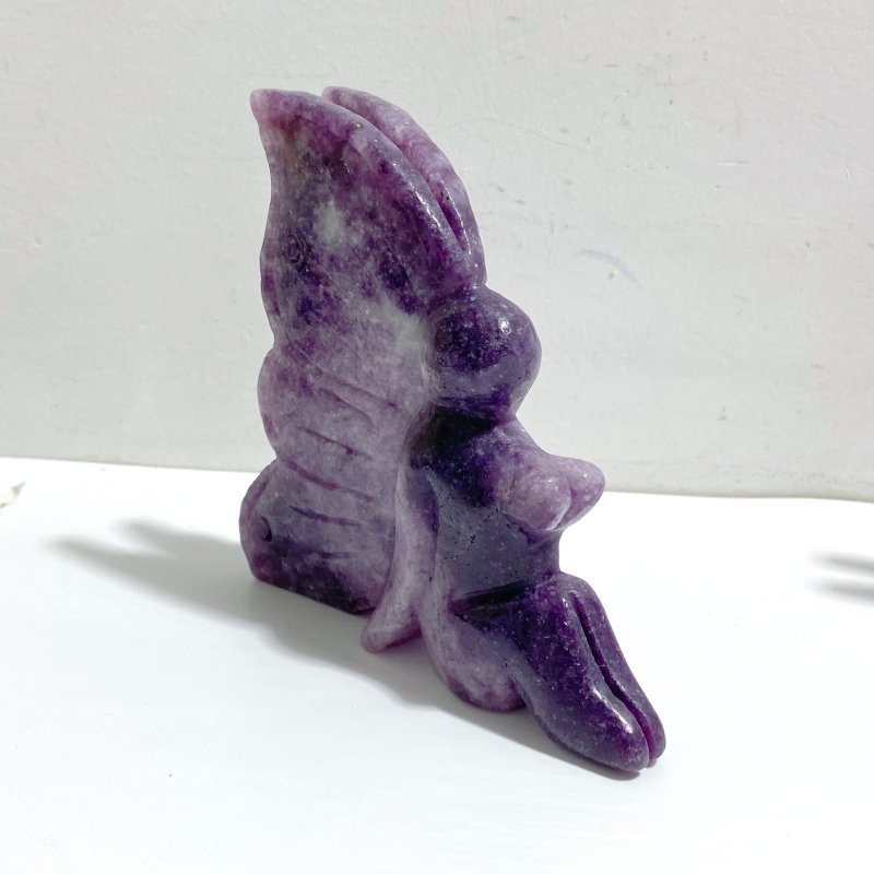 6 Pieces Deep Purple Lepidolite Butterfly Fairy Carving - Wholesale Crystals
