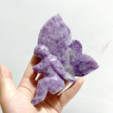6 Pieces Deep Purple Lepidolite Butterfly Fairy Carving - Wholesale Crystals