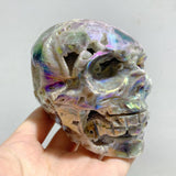 6 Pieces Geode Aura Sphalerite Skull Carving -Wholesale Crystals