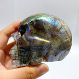 6 Pieces Geode Aura Sphalerite Skull Carving - Wholesale Crystals