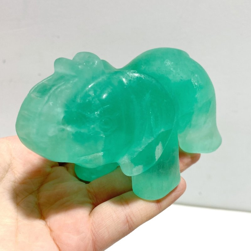 6 Pieces Green Fluorite Elephant Carving - Wholesale Crystals