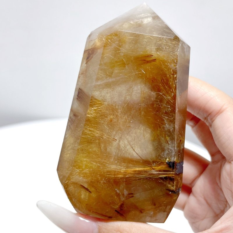 6 Pieces High Quality Gold Rutilated Quartz Points - Wholesale Crystals