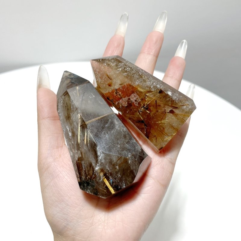 6 Pieces High Quality Gold Rutilated Quartz Points - Wholesale Crystals