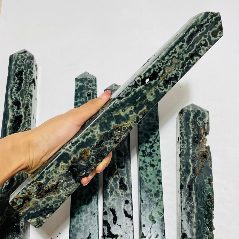 6 Pieces High Quality Large Green Sea Jasper Druzy Tower -Wholesale Crystals