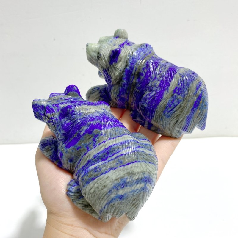 6 Pieces Lapis Lazuli Bears Carving - Wholesale Crystals
