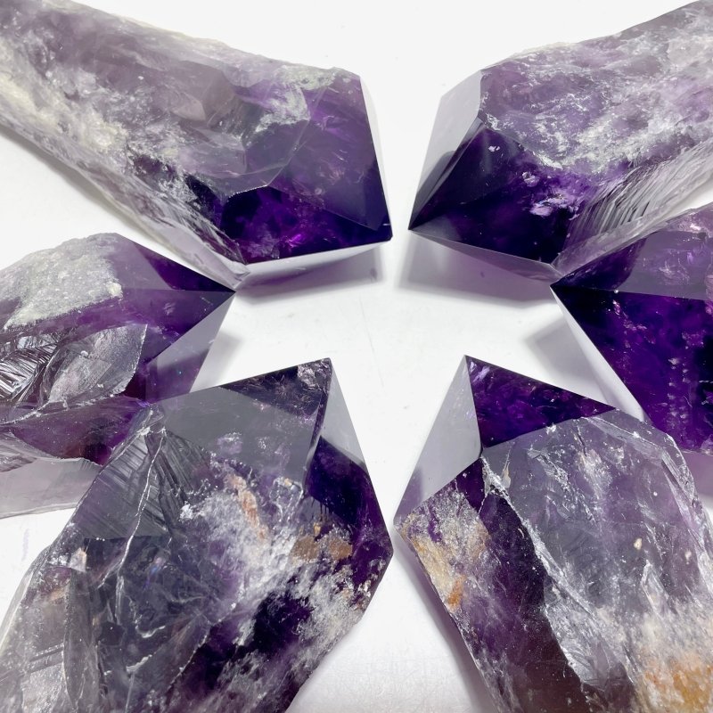 6 Pieces Large Beautiful Polished Amethyst Scepter Single Point 25.5 - 32.2cm - Wholesale Crystals