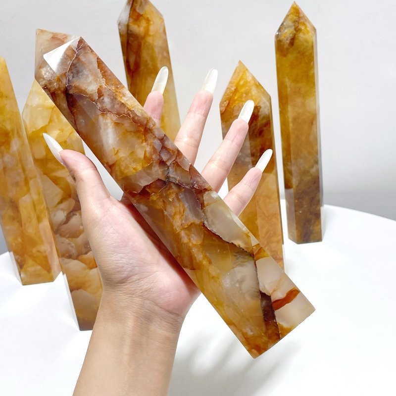 6 Pieces Large Golden Hematoid Tower - Wholesale Crystals