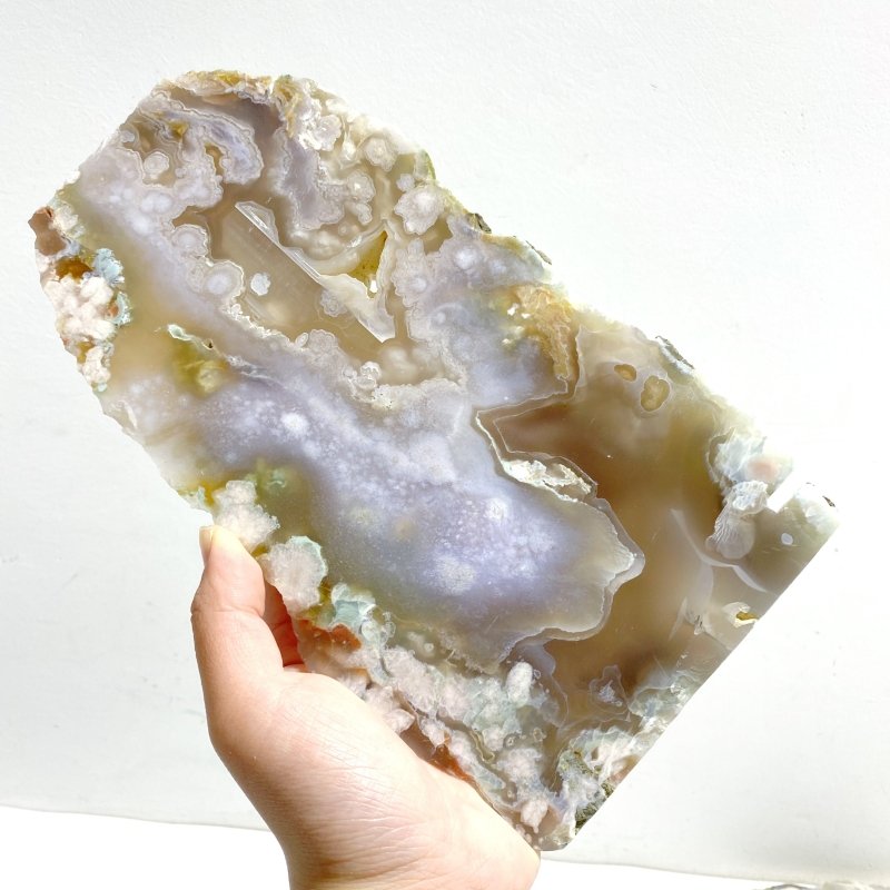 6 Pieces Large Green Sakura Flower Agate Slabs - Wholesale Crystals