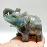 6 Pieces Moss Agate Elephant Carving - Wholesale Crystals