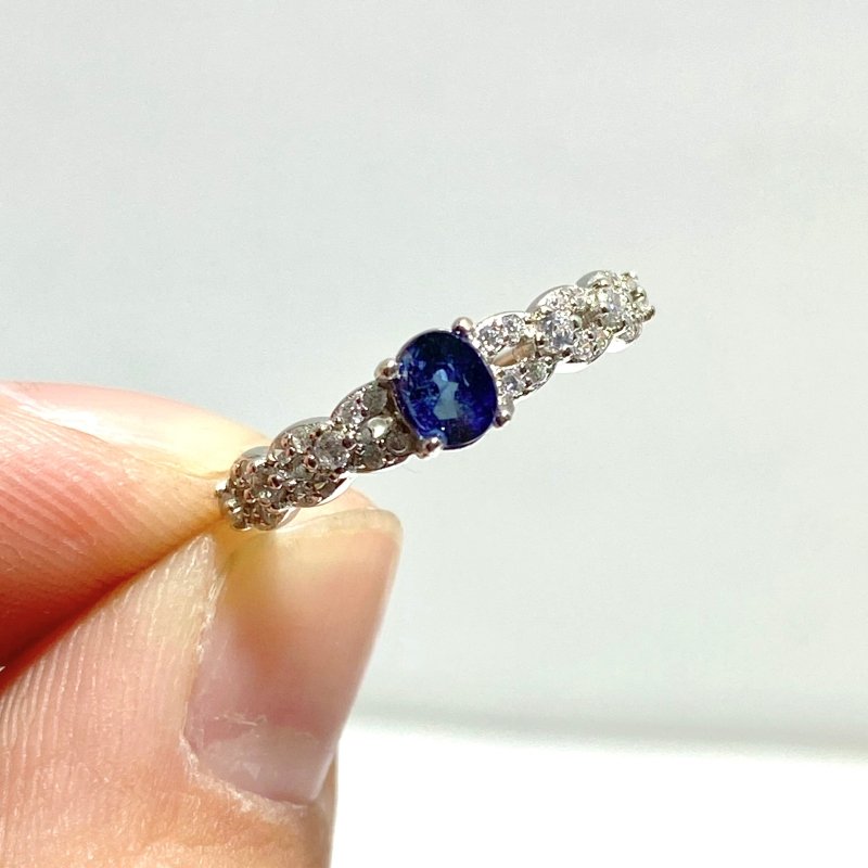 6 Pieces Red Tourmaline& Blue Sapphire 925 Silver Rings - Wholesale Crystals
