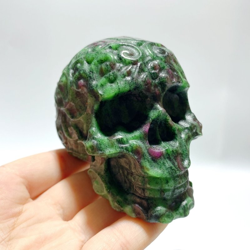 6 Pieces Ruby Zoisite Skull Carving - Wholesale Crystals