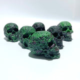 6 Pieces Ruby Zoisite Skull Carving - Wholesale Crystals