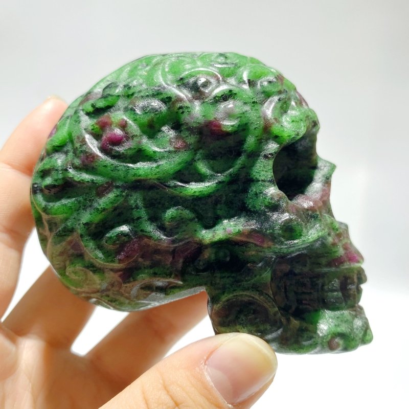 6 Pieces Ruby Zoisite Skull Carving - Wholesale Crystals