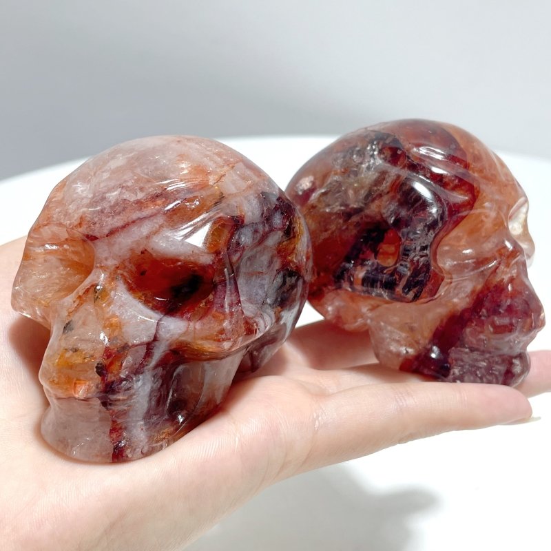 6 Pieces Unique Fire Quartz Skull Carving - Wholesale Crystals