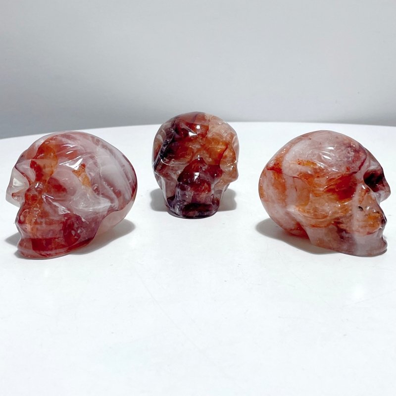 6 Pieces Unique Fire Quartz Skull Carving - Wholesale Crystals