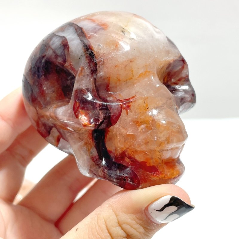 6 Pieces Unique Fire Quartz Skull Carving - Wholesale Crystals