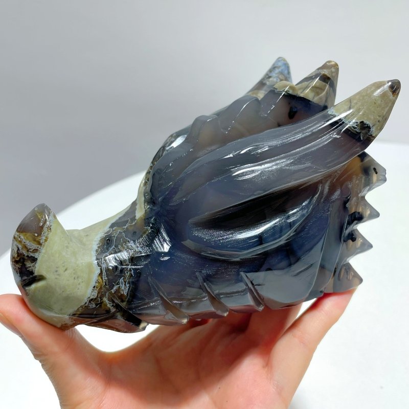 6 Pieces Volcanic Agate Dragon Head Carving(UV - Reactive) - Wholesale Crystals