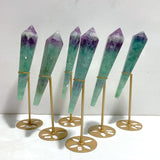 6 Pieces Watemelon Fluorite Magic Scepter Wand With Stand - Wholesale Crystals