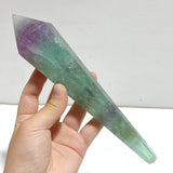 6 Pieces Watemelon Fluorite Magic Scepter Wand With Stand - Wholesale Crystals