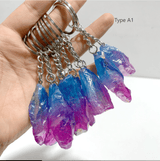 6 Types Raw Stone Keychain Wholesale Blue Lace Agate Black Sunstone - Wholesale Crystals