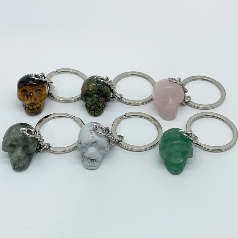 6 Types Skull Keychain Wholesle Dragon Blood Stone Rose Quartz -Wholesale Crystals