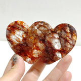 Red Fire Quartz Heart Wing Carving With Stand