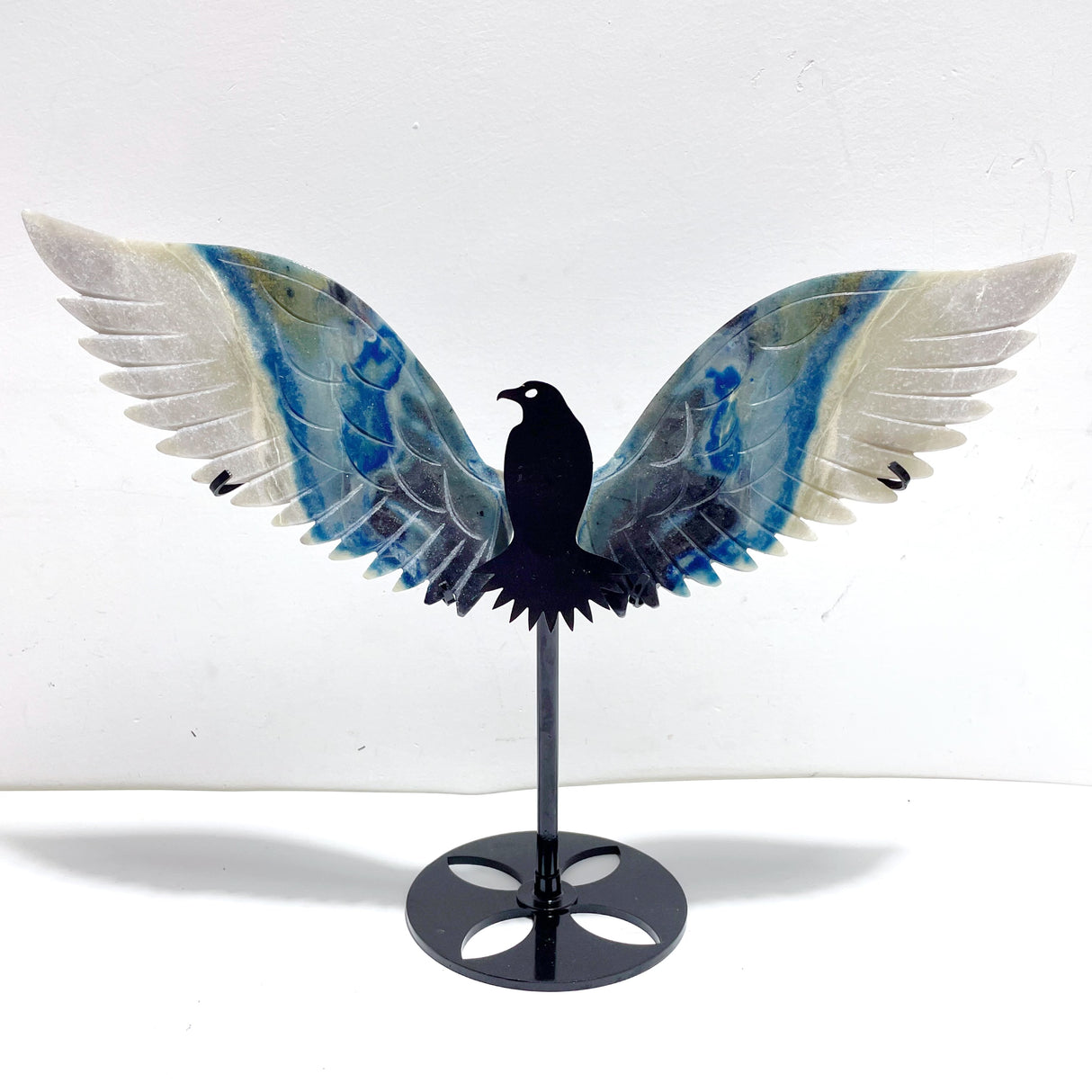 Unique Trolleite Stone Eagle Wing Carving With Stand #A03