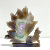 Beautiful Geode Druzy Agate Nine-tailed Fox Carving #6