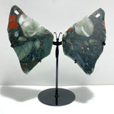2 Pairs Africa Blood Stone Butterfly Wing Carving With Stand