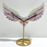 Symmetrical Fluorite Heart Wing Carving With Stand