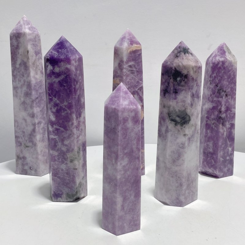 6.5 - 9.4in 6 Pieces Large Lepidolite Tower - Wholesale Crystals