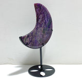 Large Charoite Moon Carving With Stand