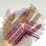 Unique Symmetrical Fluorite Heart Wing Carving With Stand