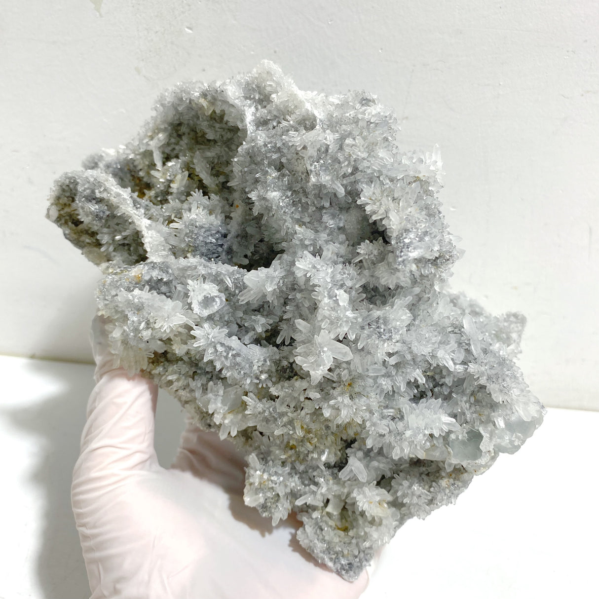 3 Pieces Large Black Clear Quartz Cluster Mixed Calcite Specimen