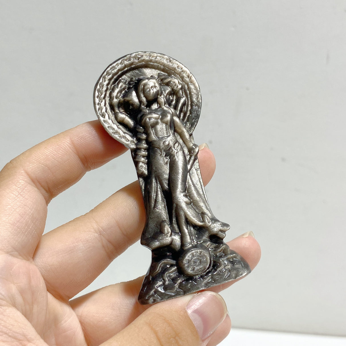 Silver Sheen Obsidian Hecate Carving Wholesale