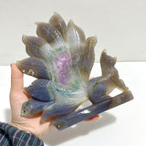 Beautiful Geode Druzy Agate Nine-tailed Fox Carving #6