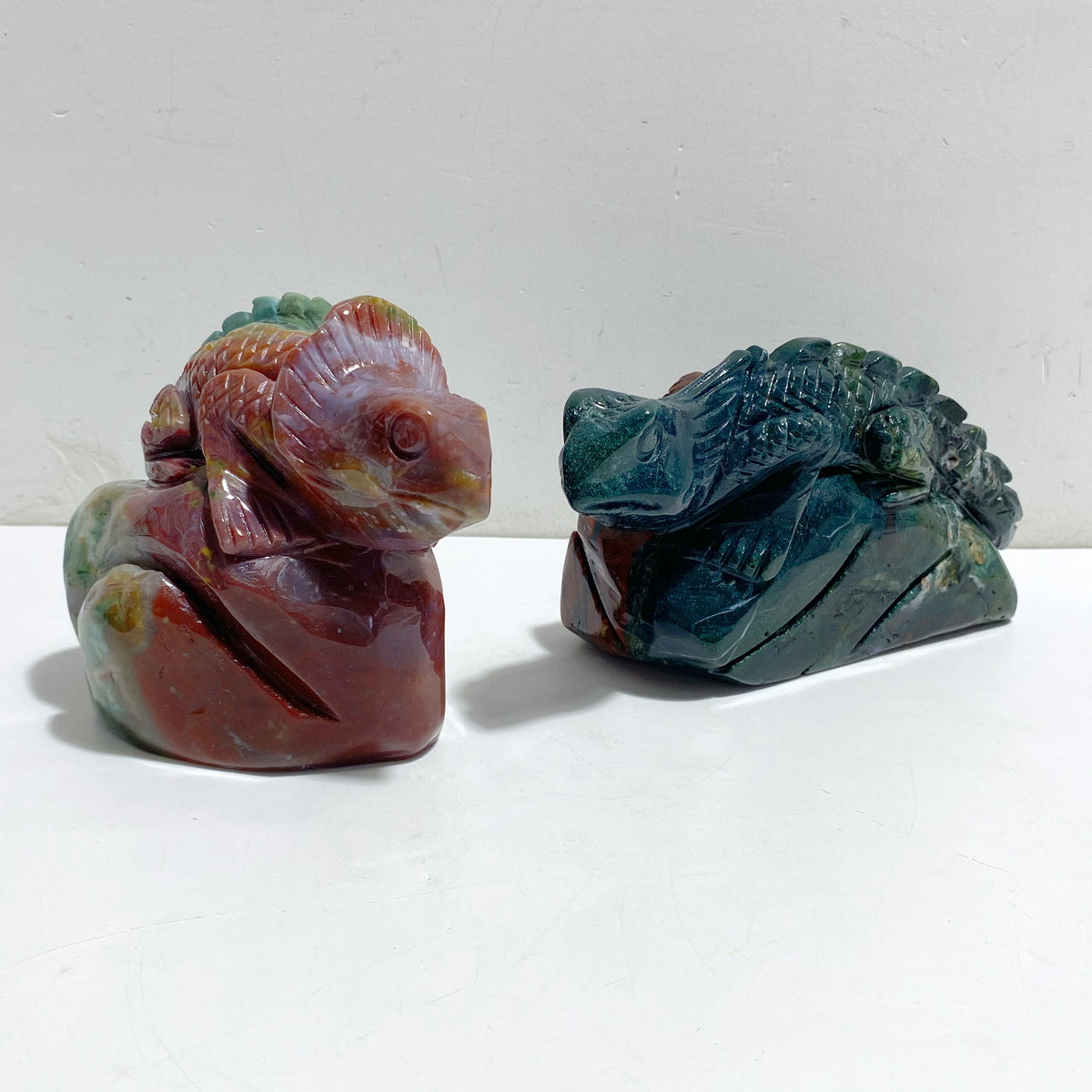 2 Pieces Ocean Jasper Lizard Carving #5