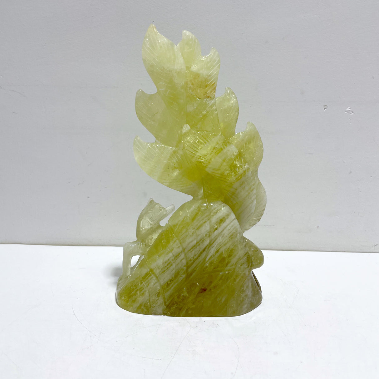 Unique Citrine Nine-tailed Fox Carving