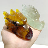 15 Pieces Rainbow Fluorite Dragon Head Carving