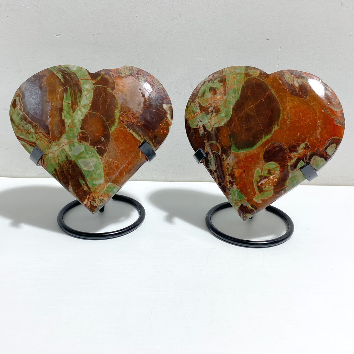 8 Pieces Large Money Agate Heart With Stand