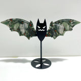 2 Pairs Africa Blood Stone Bat Wing Carving With Stand