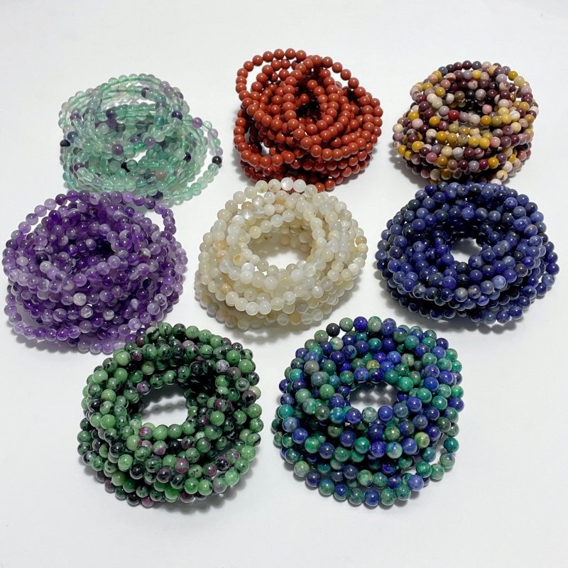 6mm Fluorite Phoenix Pine Stone Moonstone Ruby Zoisite Red Jasper Brac