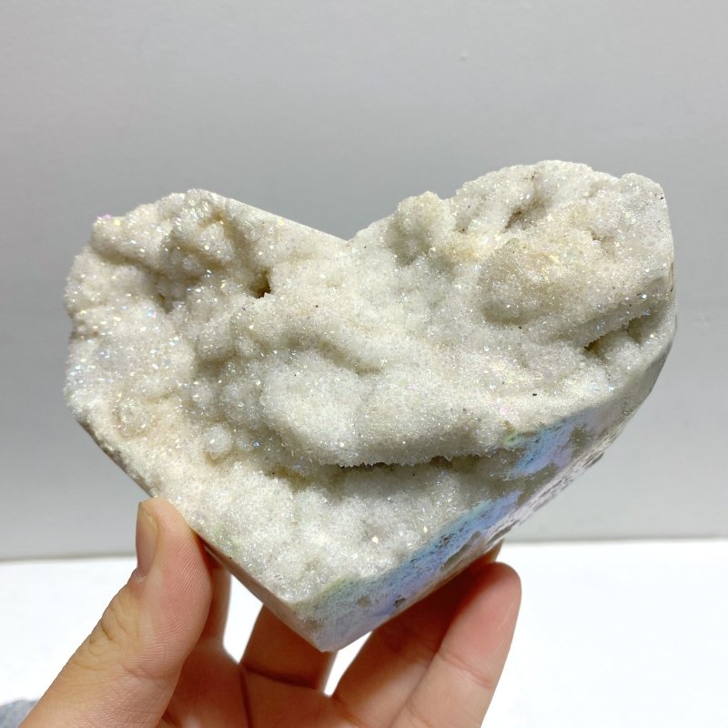 7 Pieces Aura Quartz Cluster Heart With Stand 3 - Wholesale Crystals