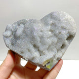 7 Pieces Aura Quartz Cluster Heart With Stand 3 - Wholesale Crystals