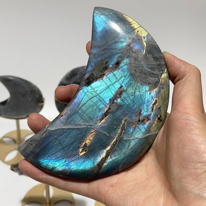 7 Pieces Beautiful Labradorite Moon Carving With Stand -Wholesale Crystals