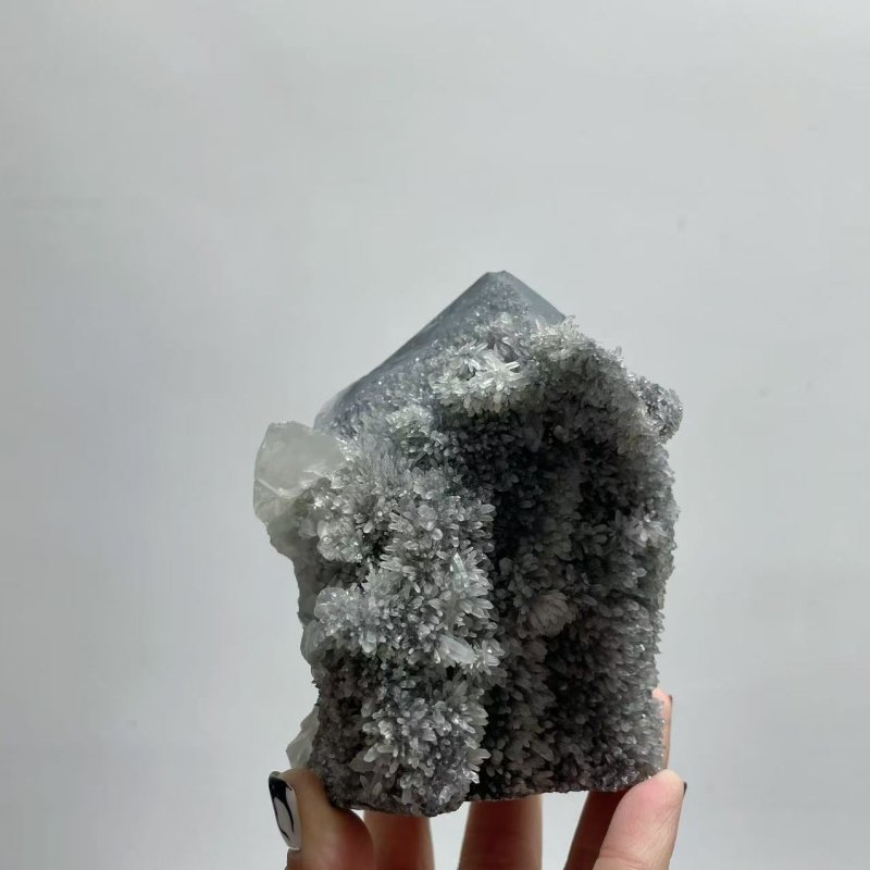 7 Pieces Black Clear Quartz Cluster Raw Side Point Tower - Wholesale Crystals