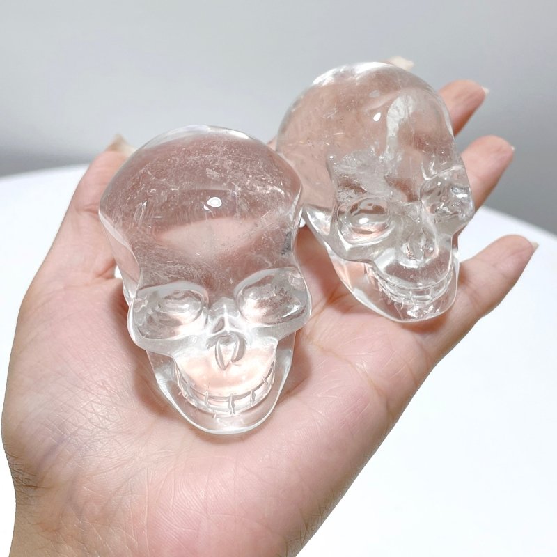 7 Pieces Clear Quartz Skull Carving Closeout - Wholesale Crystals